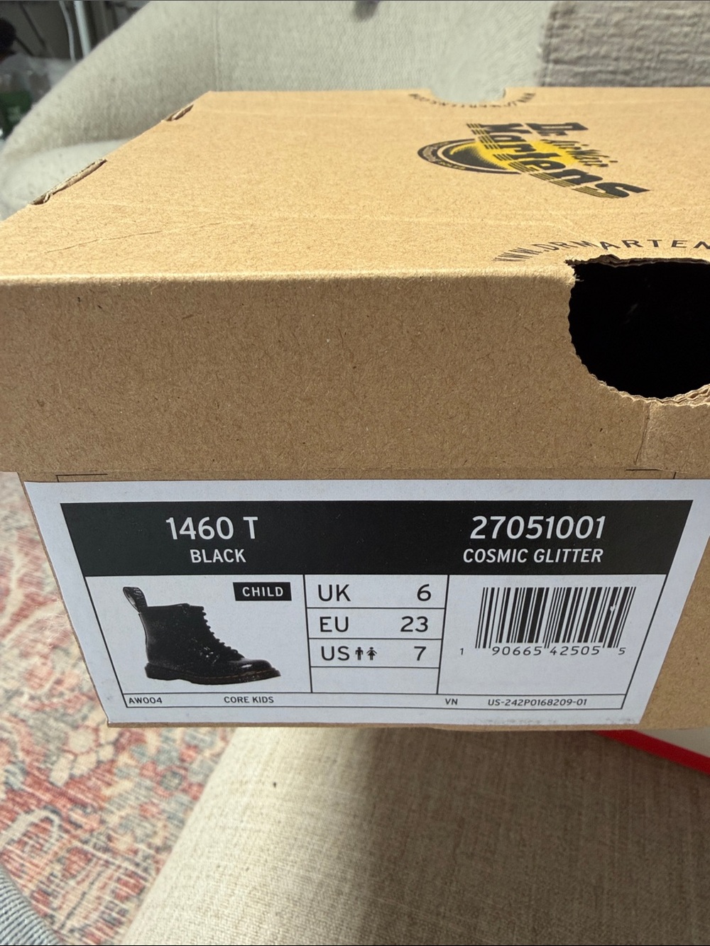 Dr. Martens Black Cosmic Glitter Kids Lace-Up Boots
